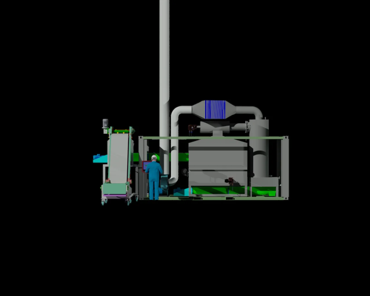 Overview OSAMU Incinerator — diagram komponen lengkap